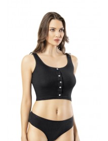 Kota Buttoned Report Wide Strap Crop Black 6443