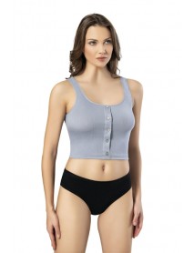 Kota Buttoned Report Wide Strap Crop Blue 6443