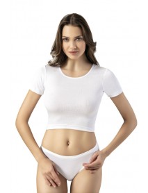 Kota Half Sleeve Report Crop White 6444