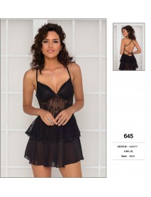 Pierre Cardin Black Short Nightgown 645 
