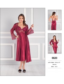 Pierre Cardin Satin 6 Pcs Burgundy Set 6620