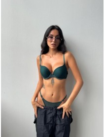 Cansoy,Backed Emerald Green Bra Set 686TK
