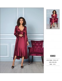 Pierre Cardin Satin 6 Pcs Burgundy Set 6960