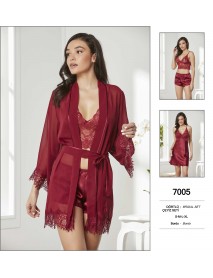 Pierre Cardin Burgundy 4 Piece Satin Set 7005