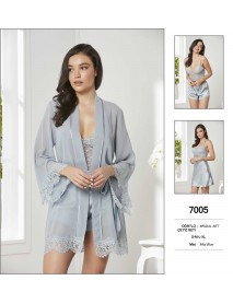 Pierre Cardin Mist Blue 4 Piece Satin Set 7005