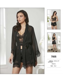 Pierre Cardin Black 4 Piece Satin Set 7005 
