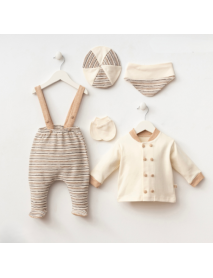 MİNİZEYN BOY 0-3 MONTHS SUSPENDED UNDERSTRIPED 5-PIECE SET 7077