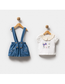 LOVEMAXX GIRL 1-2-3-4 YEARS OLD CAT PRINTED 2-PIECE SET 7311