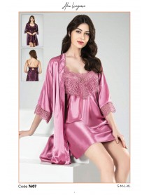 Ahu Saten Kısa 2'li Set 7607 