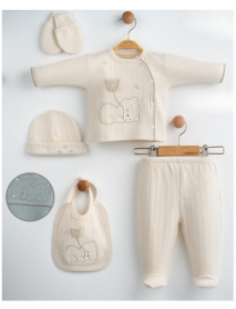GAYE BABY UNISEX 0-3 MONTHS BALLOON BEAR EMBROIDERY SET OF 5 7651