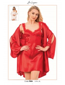  Ahu Short Nightgown,Dressing Gown Set Of 2 7806 