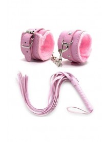 NightLight Fantasy Whip Handcuff Set Pink 8015