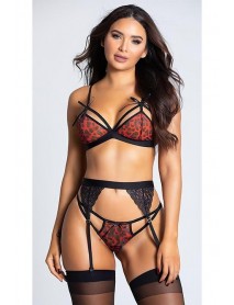 For Dreams Leopard Patterned Garter Set 8356