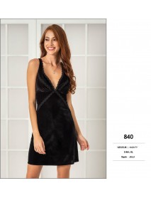 Pierre Cardin Black Short Nightgown 840
