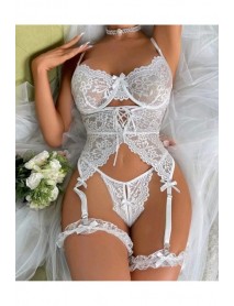 For Dreams Lacy White Garter Set 8462