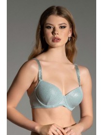 New Bra Stone Embroidered Double Push Up Bra Green 9017