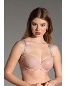 New Bra Stone Embroidered Double Push Up Bra Powder 9017