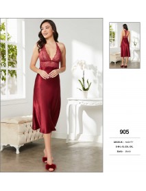 Pierre Cardin Big Size Burgundy Long Nightgown 905