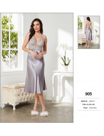 Pierre Cardin Big Size Grey Long Nightgown 905 