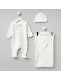 PUGI BOY 0-3 MONTHS RIBBED BLANKET OVERALLS SET 9100