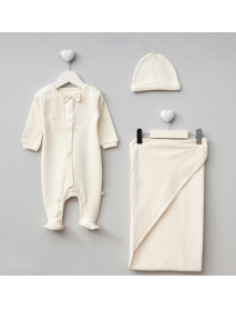 PUGI BOY 0-3 MONTHS RIBBED BLANKET OVERALLS SET 9101