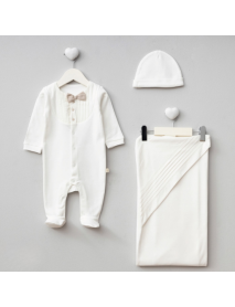 PUGI BOY 0-3 MONTHS RIBBED BLANKET OVERALLS SET 9103