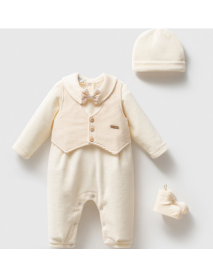 NOYNOY BOY 3-6 MONTHS KNITWEAR VEST VELVET JUMPSUIT SUIT 9301