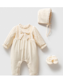 NOYNOY GIRL 3-6 MONTHS LACE VELVET JUMPSUIT 9302