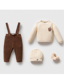 NOYNOY BOY 3-6 MONTHS KNITWEAR SWEATER VELVET 4-PIECE SUIT 9307