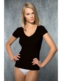 Doreanse Modal V Neck Short Sleeve Black T-Shirt 9380
