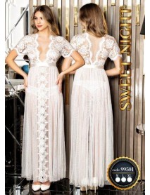White Lace Long Tulle Nightgown Sweet Night 99501