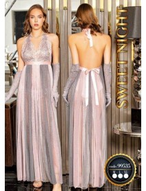 Gray White Tulle Long Nightgown Sweet Night 99535