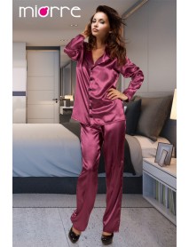 Miorre  Long Sleeve Satin Pajamas Set  Purple- 001-018466 