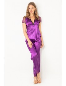 Miorre Women's Short Sleeve Satin Pajamas Set 001-018524 