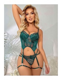 Ruselin Green Lace Fantasy Garter Set Women Ruselin RS006