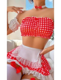 Ruselin Gingham Red Fantasy Maid Costume Women Ruselin RS013
