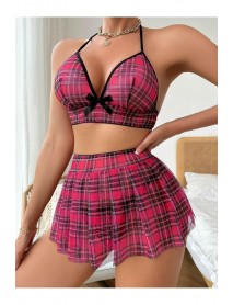Ruselin Pink Plaid Skirt Women's Fantasy Costume Set Ruselin RS019