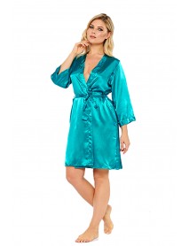 Sistina Silk Satin Emerald Dressing Gown 14009