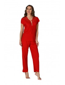 Sistina Combed Red Pajamas Set 1551 