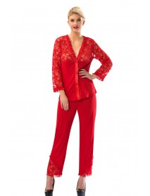 Sistina Combed Red Dowry Pajamas Set 1570 