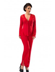 Sistina Combed Cotton Dowry Red Pajamas Set 1581 