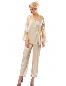 Sistina Satin Dowry Cream Pajamas Set 1592 