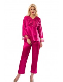 Sistina Satin Dowry Fuchsia Pajamas Set 1595 