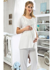 Sistina White Pregnant(puerperal) Pajamas Set 1606 