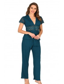 Sistina Petrol Green Combed Cotton Pajamas Set1633  