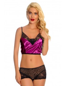 Sistina Satin Purple Baybydoll Suit 287