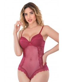 Emay 176 Lace Bodysuit Burgundy