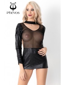  Phevos Transparent Detailed Leather Costume Dress 013-000015