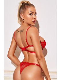 Miorre Lace Underwire Fantasy Bra Set Red 001-002346
