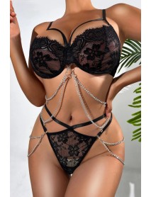 Miorre Chain Detailed Fantasy Bra Set 001-002345